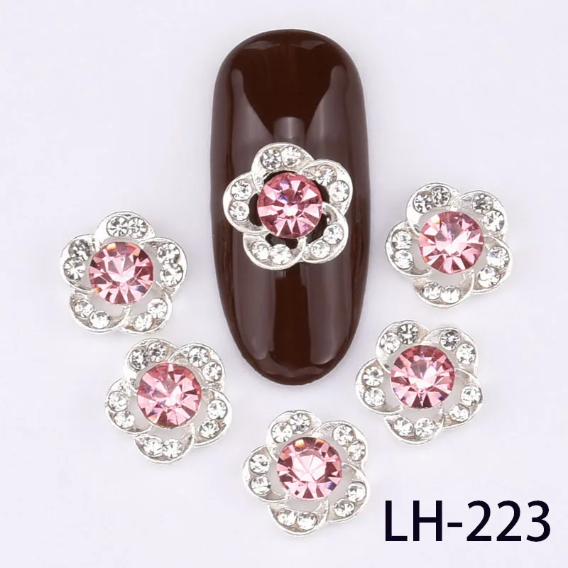 LH-223 10 шт Стразы стеклянный драгоценный камень 3d-украшения для ногтей, сплав капли воды Снежинка крест талисманы, ногти гламурный гвоздь Su LH214-225 - Цвет: LH-223