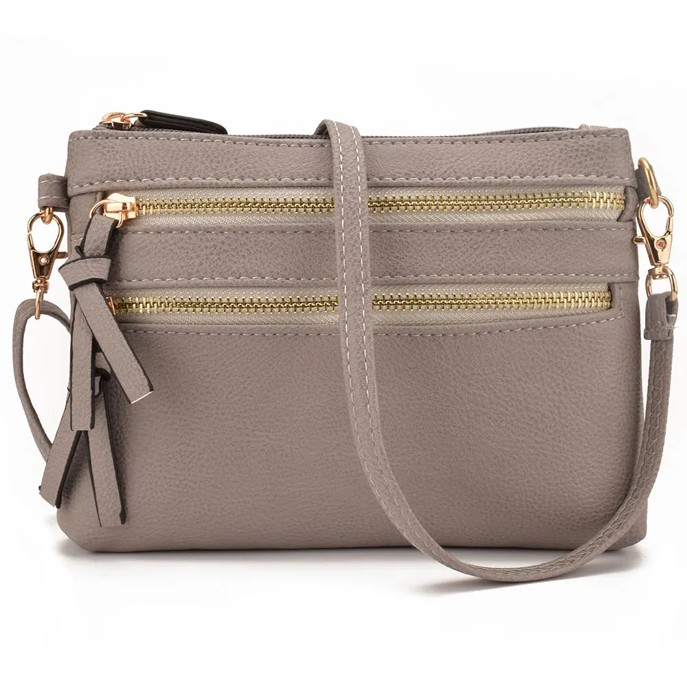 grey JIARUO мода мульти карман на молнии для женщин небольшой мини плеча Crossbody сумка женская сумка сумки сумка для мобильного телефона - Цвет: grey