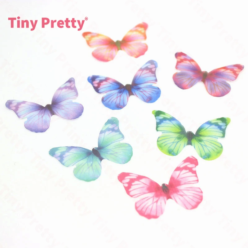 

40PCS Sheer Silk Butterflies 38mm Organza Butterfly Appliques for Baby Hair Accessory, DIY Jewelry Making, Party Supplies