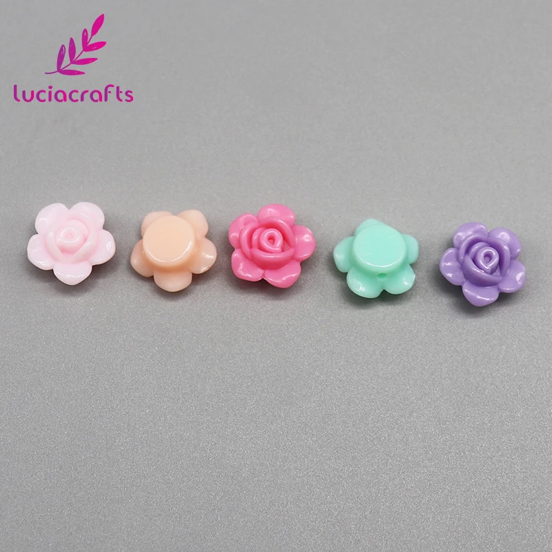 Lucia crafts 50 шт./лот случайный смешанный цветок розы Акриловые Flatback DIY Скрапбукинг