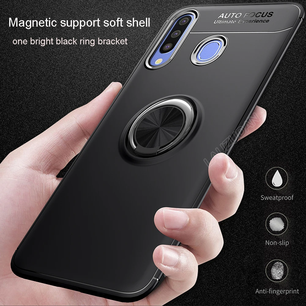 Luxury Shockproof Case For Samsung Galaxy A10 A30 A40 A50 A70 Bracket Ring Car Holder Matte Soft Silicone Cases Full Back Cover |