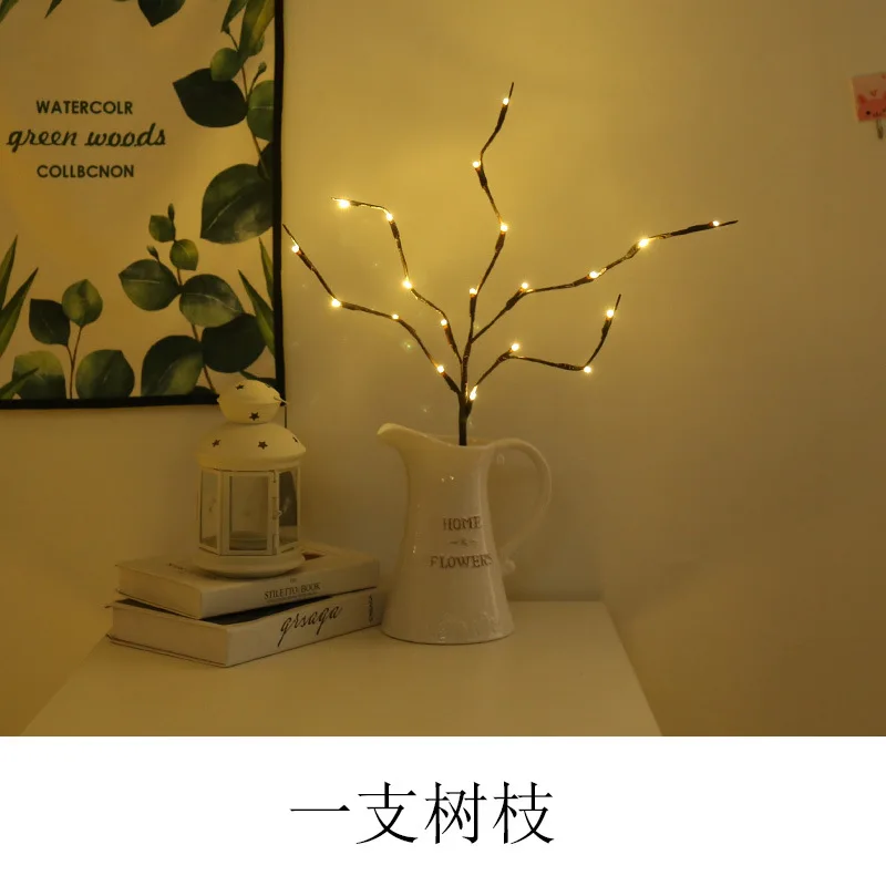 warm white Искусственный филиал IQIAN, 20 головок, светодиодный Аккумуляторный блок, новогодний домашний декор, рождественские украшения для дома, Navidad natal - Цвет: warm white