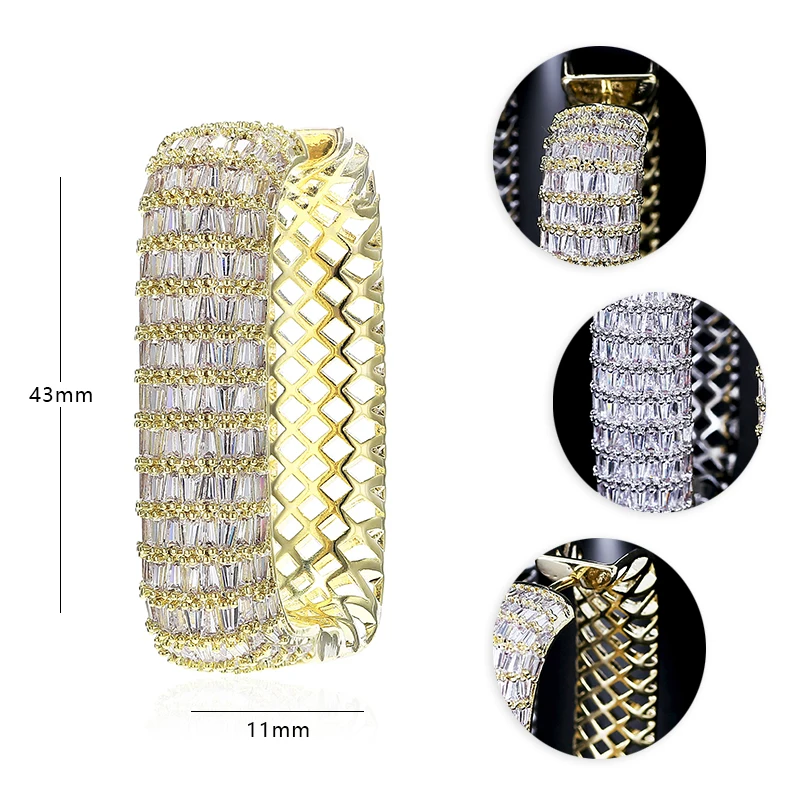 

European Style Copper Hoop Earrings High Quality Zircon Paved Lady`s Jewelry Party Banquet Accessories XIUMEIYIZU Top Plating