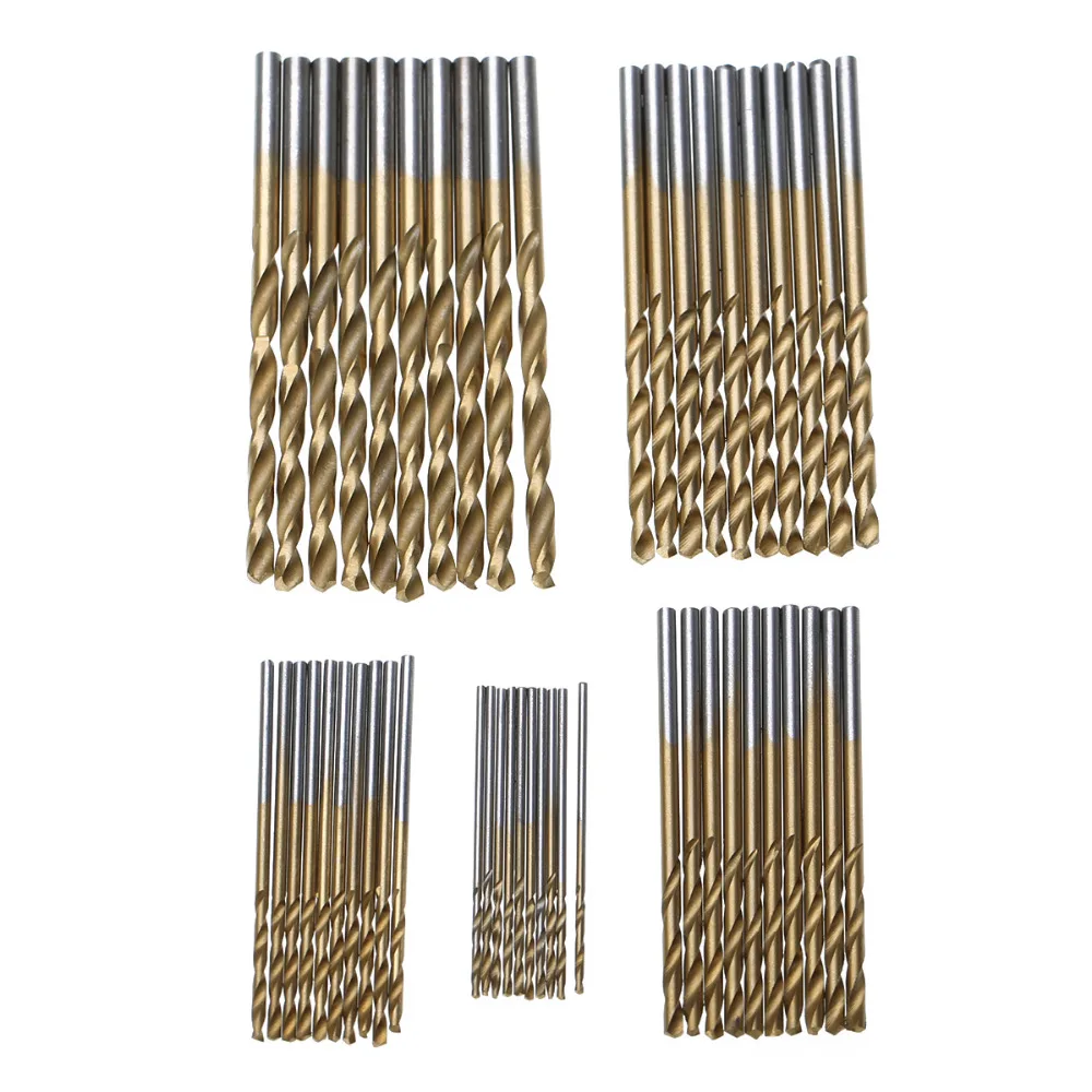 

50Pcs Titanium Coated Twist Drill Bit Set 1/1.5/2/2.5/3mm HSS Wood Metal Drilling Tool