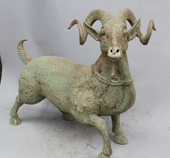 ZSR wholesale factory 21&quot Ancient Chinese Dynasty Bronze Zodiac Year Sheep Beast Head Statue Sculpture | Дом и сад