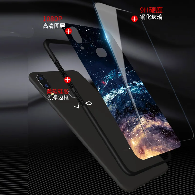 Роскошный чехол из закаленного стекла, задняя крышка для Vivo X21, экран, отпечаток пальца, TPC, мягкий чехол, закаленное стекло для Vivo X21 UD, чехол s, оболочка