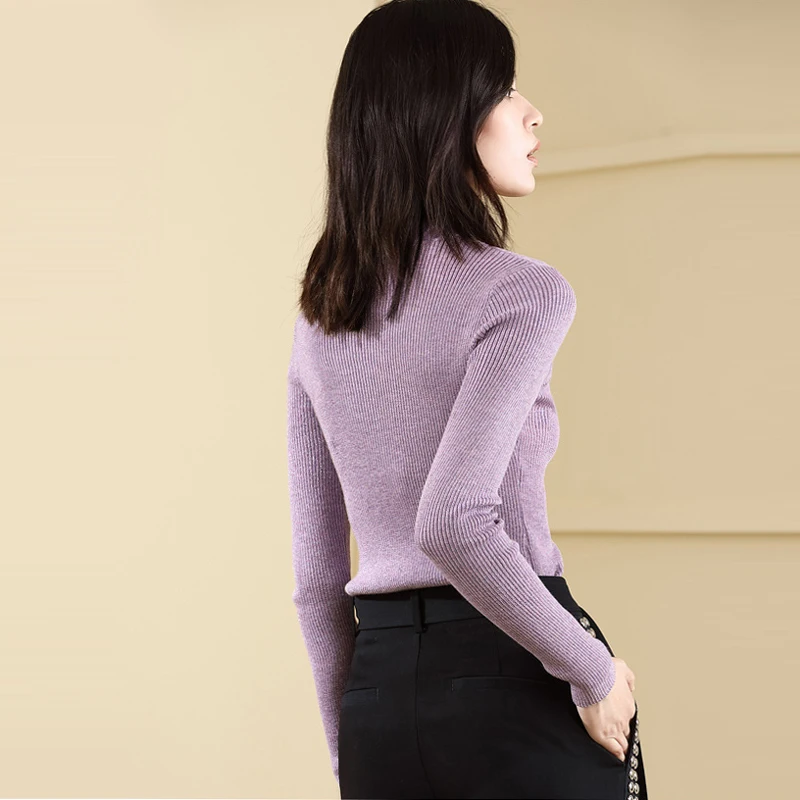 AIMENUNU Women Pullovers Sweater Slim Elastic Skinny Knitted Tops 2019 Spring Winter Half Downneck Sexy Hollow Out Casual Ladies | Женская