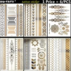 Ню-тату, 6 шт.лот, Золотая цепочка, временные 3D татуировки для макияжа, хна, татуировки, боди-арт, тату, флеш-наклейки, купальник, инструмент для макияжа