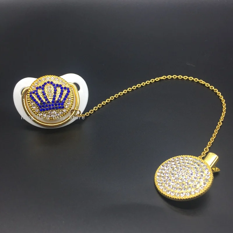 0-6 M Роскошные Детские Bling соску со стразами белый жемчуг кристалл Ортодонтическая Соска Силиконовая пустышка для соски-пустышки с зажимом - Цвет: 0-6 M
