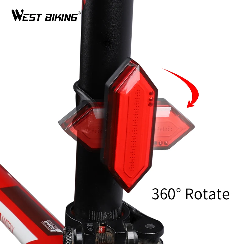 Водонепроницаемый светодиодный задний фонарь WEST BIKING зарядка через USB