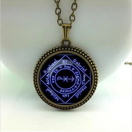Черный кулон wiccan ожерелье воротник Wicca пентаграмма синий стеклянный кулон cristal colgante Wicca ошейник A-032 HZ1 - Окраска металла: 7
