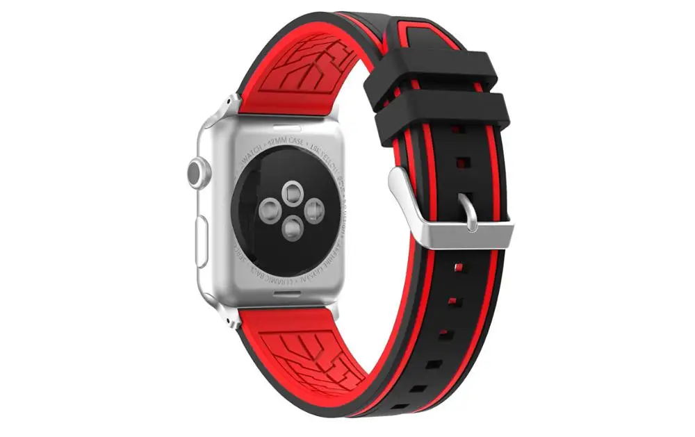 Black red Спортивный силиконовый браслет для apple watch, 42 мм, 38 мм, 40 мм, 44 мм, умные Ремешки для наручных часов, часы для мужчин и женщин, ремешок для iWatch, серия 4, Новинка - Цвет ремешка: Black red
