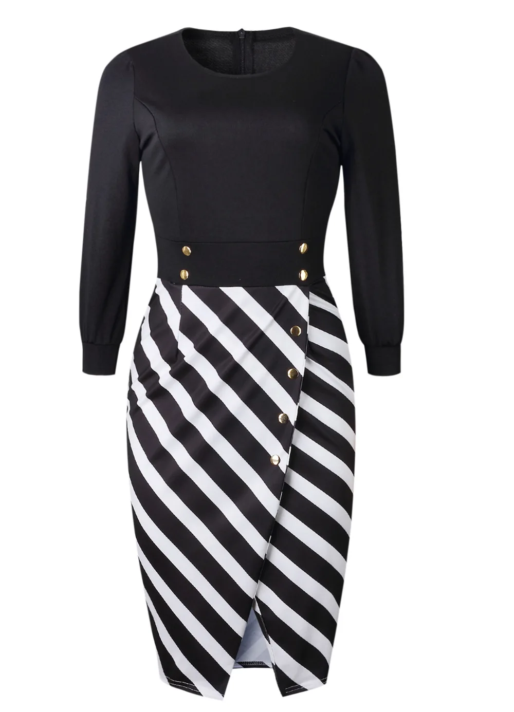 Элегантное Африканское женское платье 2019 с длинными рукавами в полоску