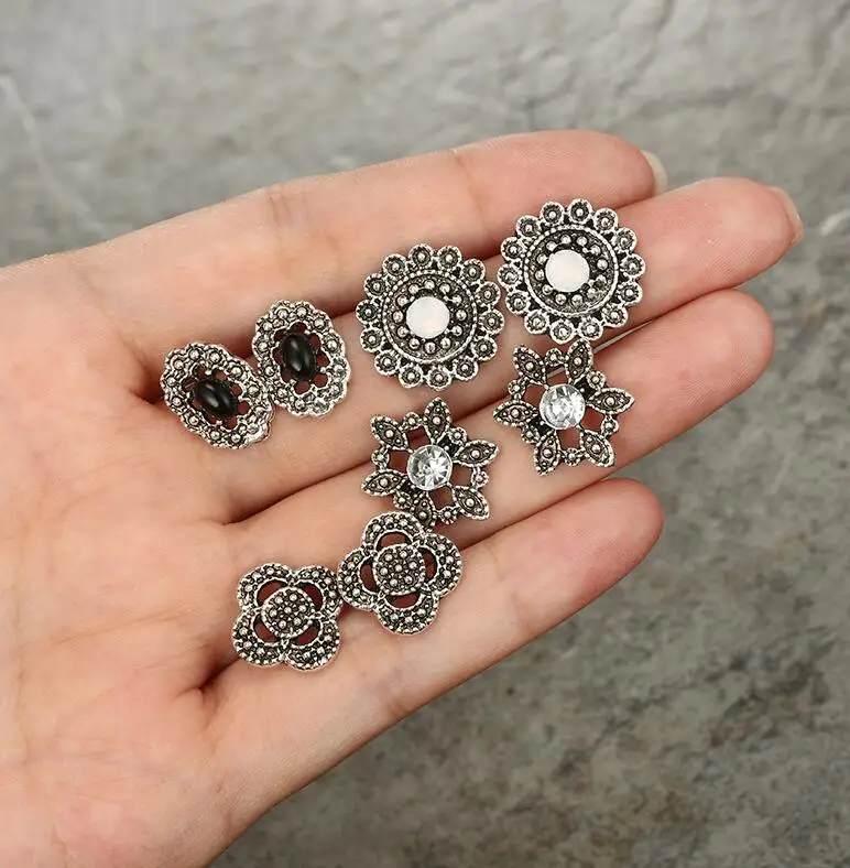 6344-silver Tocona, 25 стилей, винтажные сережки-гвоздики Серебряного и золотистого цветов, наборы, сережки в форме сердца, алимальные капли воды, в виде ракушки, в виде листьев, геометрические женские ювелирные изделия - Окраска металла: 6344-silver
