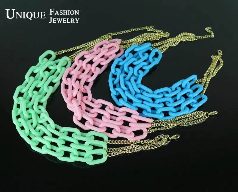 Массивная большая акриловая массивная цепь FishSheep многослойное ожерелье-чокер