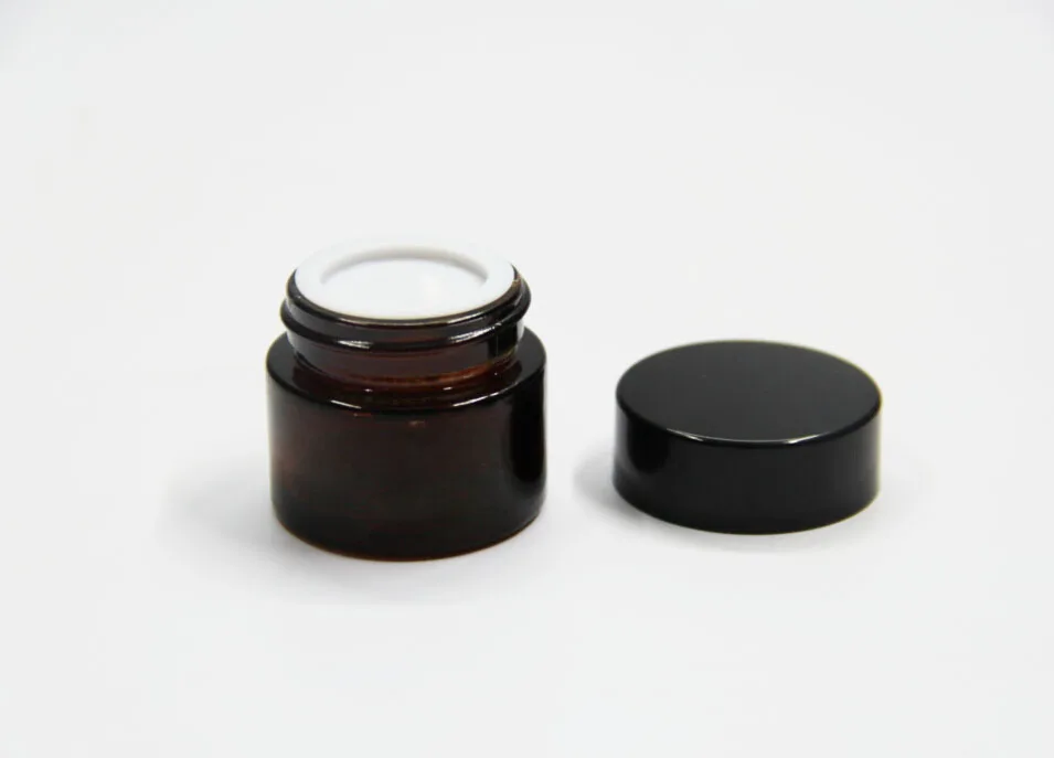 100 шт. 10 г коричневые стеклянные банки для чехла косметики с черной пластиковой