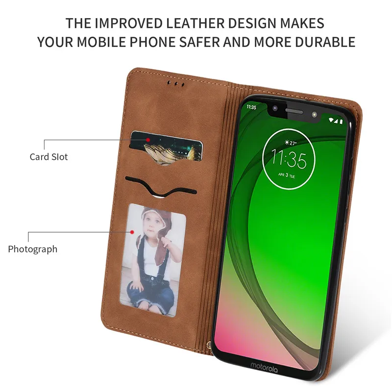 Кожаный чехол-бумажник G7plus G7play для Motorola Moto G7 Plus механизм EU US держатель карт на магнитах подставка обложка для книг Coque