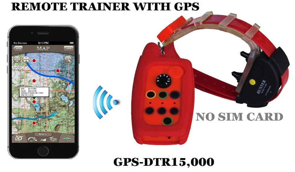 Водонепроницаемый ошейник для дрессировки собак с GPS трекером на расстоянии 15 км