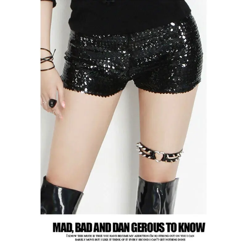 Женские блестящие мини-шорты эластичные танцевальные вечерние шорты с блестками