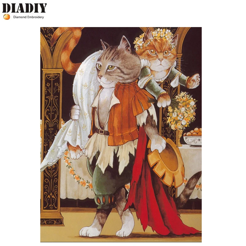 DIADIY алмазная живопись ручной работы вышивка крестиком Картина Стразы кошка