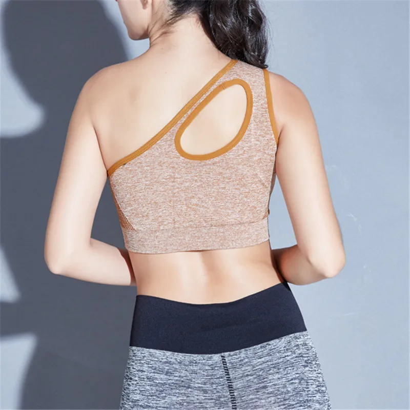 2019 сексуальный цельный спортивный бюстгальтер для женщин на одно плечо