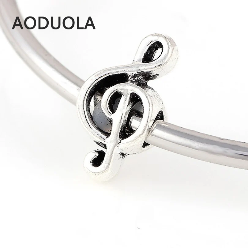 

10 Pcs a Lot Big hole Silver plated Beads DIY European Beads Music letters Bead Fit For Pandora Charms Bracelet