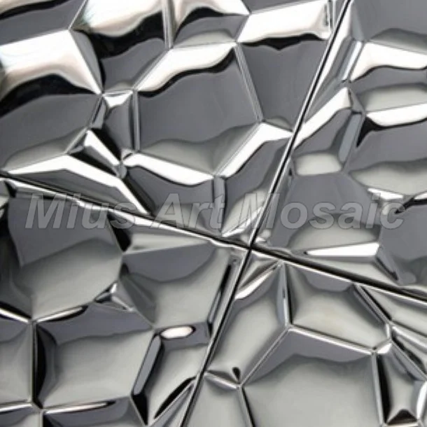 

Ripple silver metal mosaic tiles for shower room tile decoration kitchen backsplash