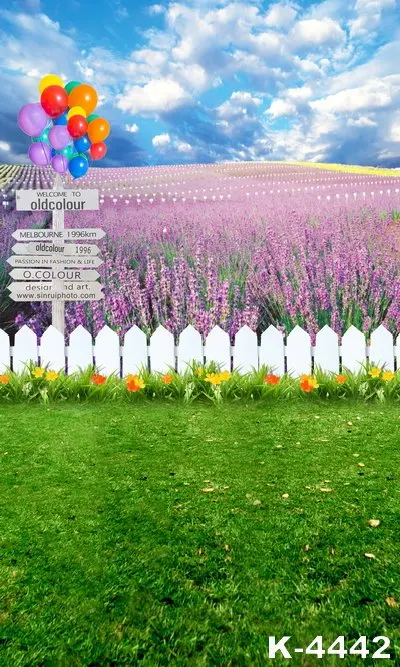 Фон для фотосъемки LIFE MAGIC BOX тканевый фон с фиолетовым цветком забор в зеленой