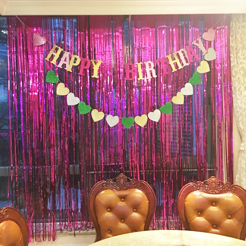 2pcs/lot 200*100cm rain curtain decoration flower Christmas celebration party layout camera background wire curta | Дом и сад