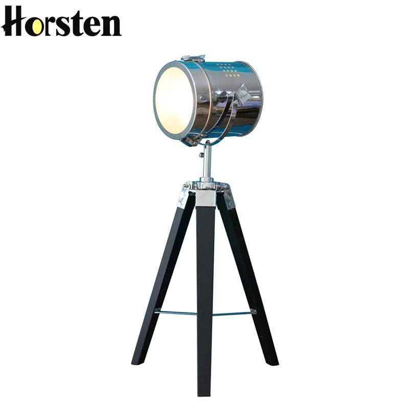 Horsten Европейская винтажная деревянная настольная лампа на треноге прожекторы