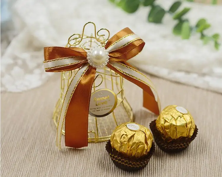 100 шт уникальные простые золотые металлические птичьи клетки коробки конфеты