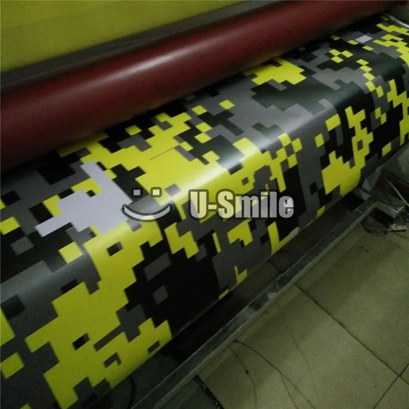 Желтая цифровая камуфляжная виниловая пленка пиксельный Камуфляжный лист для