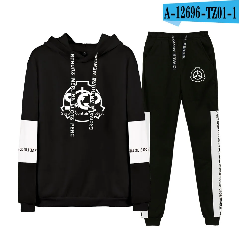 Новые модели SCP Foundation толстовки с капюшоном толстовки+ Корейская версия трендовых спортивных костюмов повседневные женские комплекты - Цвет: black