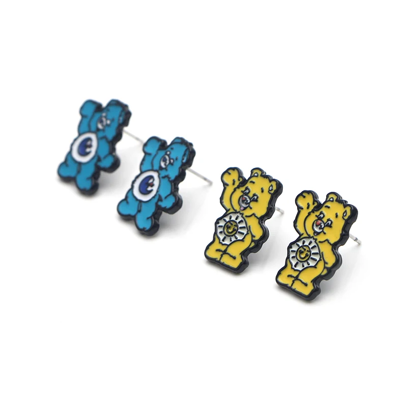 P3364 Dongmanli Care Bears стальной пирсинг для уха шпилька Дети Стильные серьги для женщин эмалированные серьги вечерние Ювелирные изделия Подарки для девочек
