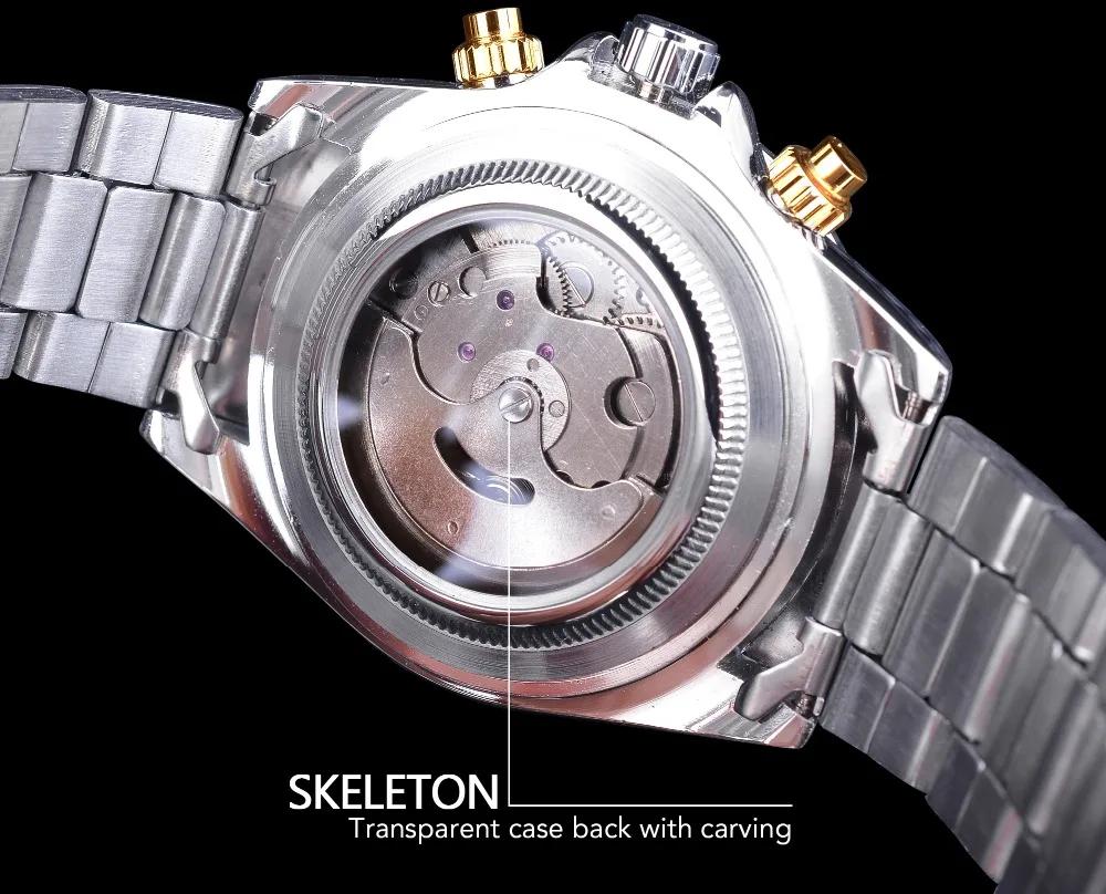 Jaragar Montre Homme мужские часы автоматические Модные золотые из нержавеющей стали спортивные механические наручные часы Relogio