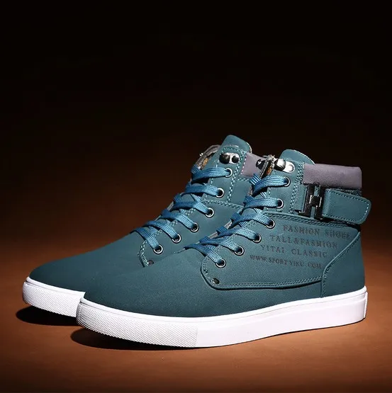 Новый 2014 осень мужчины мода высокого стиля парусиновые туфли высокое качество