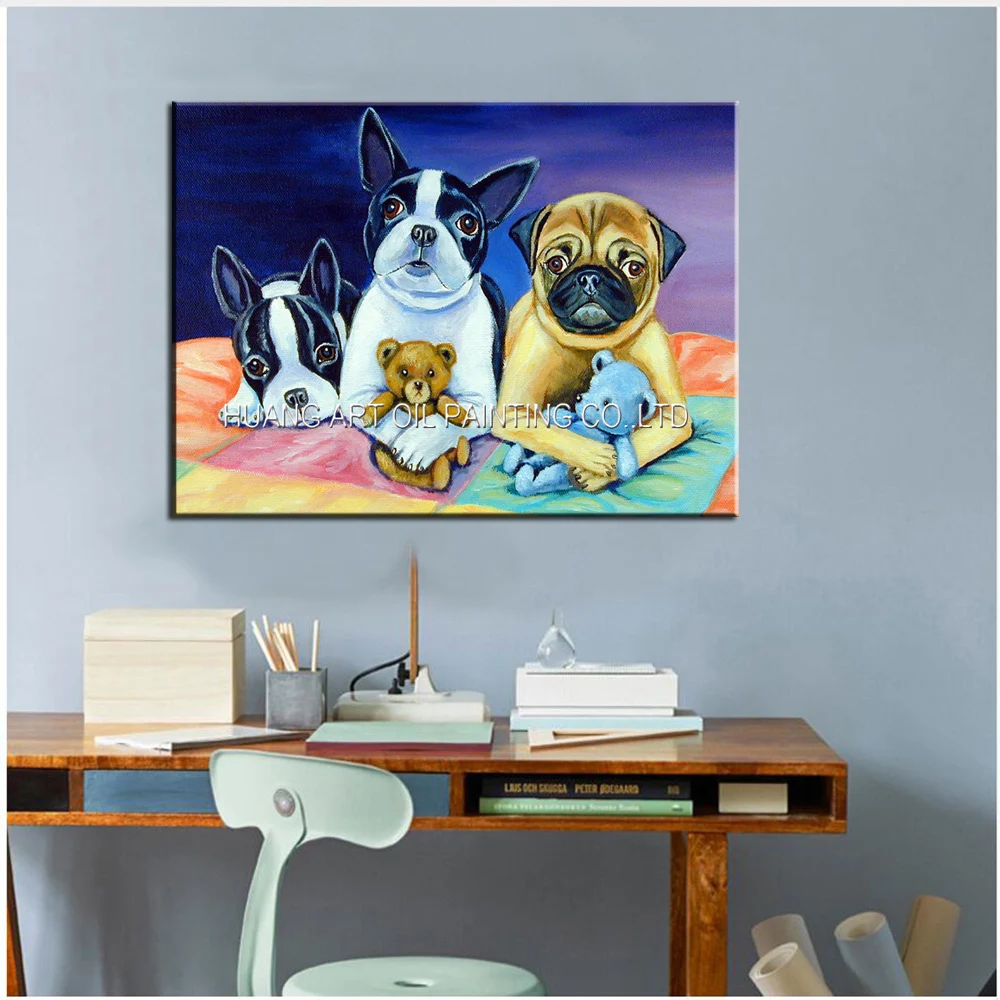 Картина маслом на холсте 100% ручная работа для декора комнаты щенков вечеринок