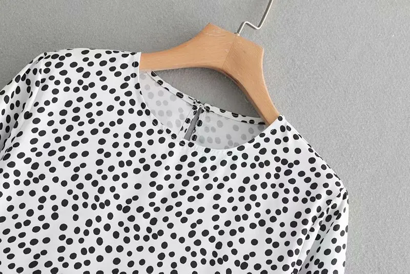 Flabbit женское милое повседневное Свободное длинное платье в горошек с круглым