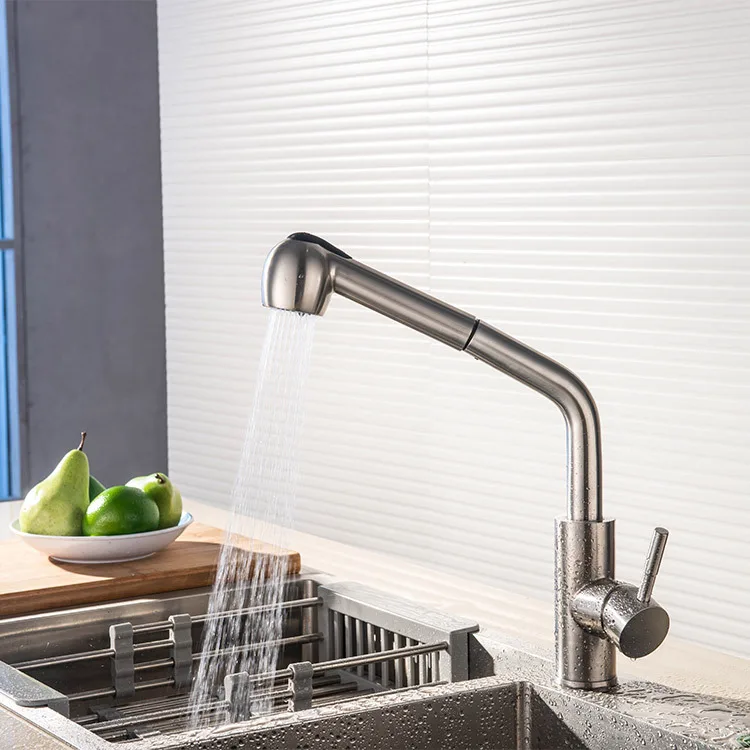 Смеситель кухонный с одной ручкой из нержавеющей стали и никеля|Смесители для