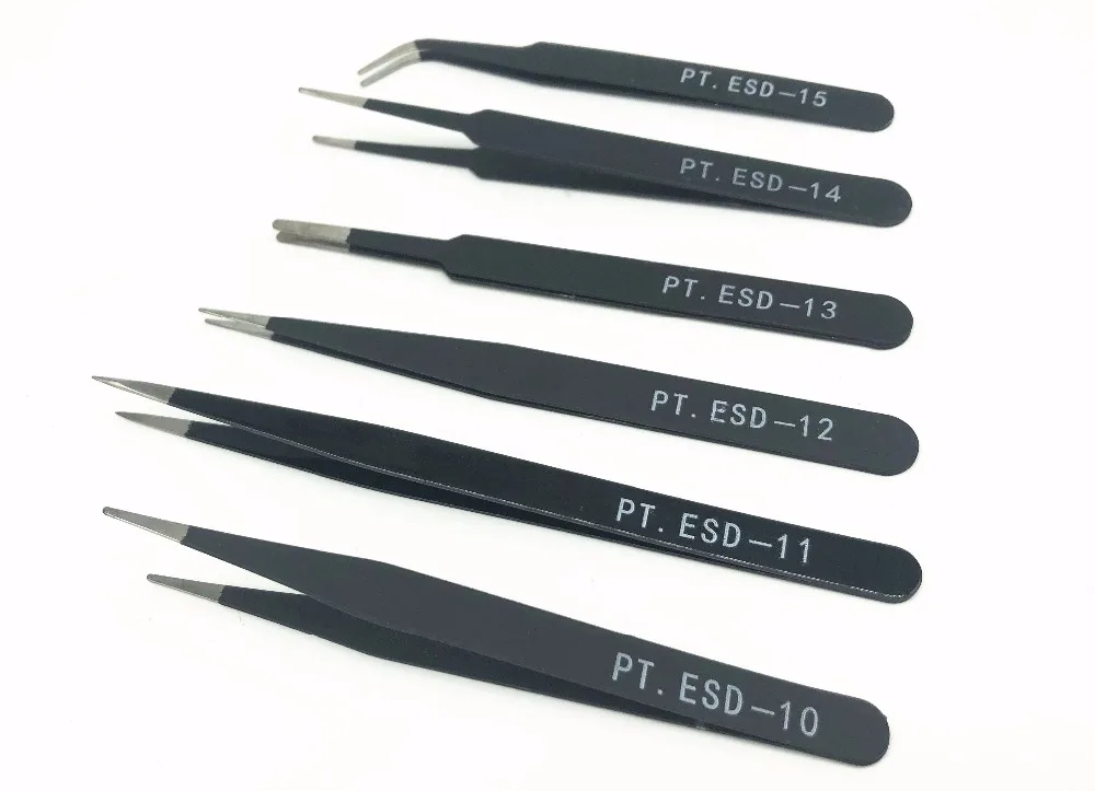 Promotion Tweezer Set Fashion New 2018 6pcs BGA Precision Antistatic Tweezers Stainless Jewelry Tool | Инструменты