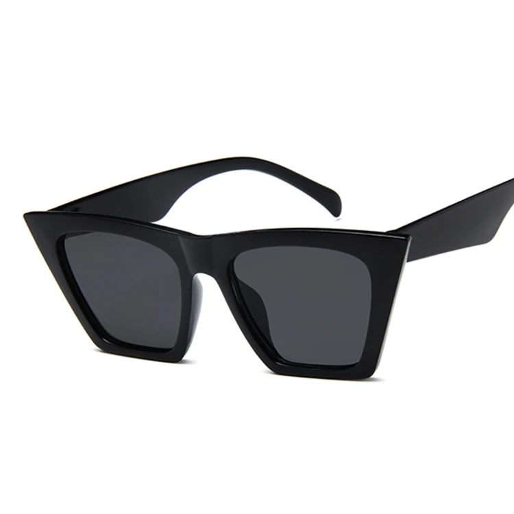 Black Gray Женские винтажные солнцезащитные очки, женские модные роскошные солнцезащитные очки кошачий глаз, классические женские черные солнцезащитные очки UV400 - Цвет линз: Black Gray