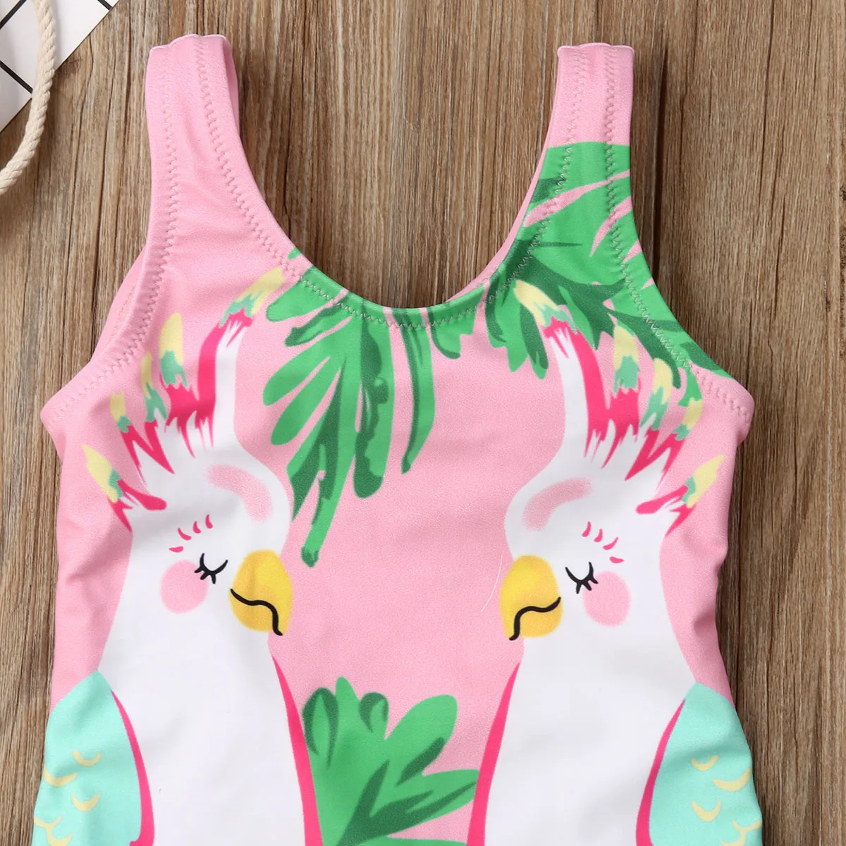 Лето 2019 брендовый купальник-бикини с цветами и попугаями для маленьких девочек