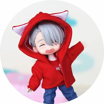 red 1 шт. милые Obitsu 11 куклы бейсболка с кошкой пальто для ob11, 1/12 BJD Кукла Одежда Accessrioes - Цвет: red