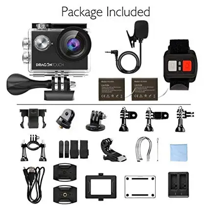 Black AKASO DragonTouch 4K EIS Экшн-камера 16MP Vision 4 Поддержка внешнего микрофона подводная камера с дистанционным управлением WiFi Спортивная камера - Цвет: Black