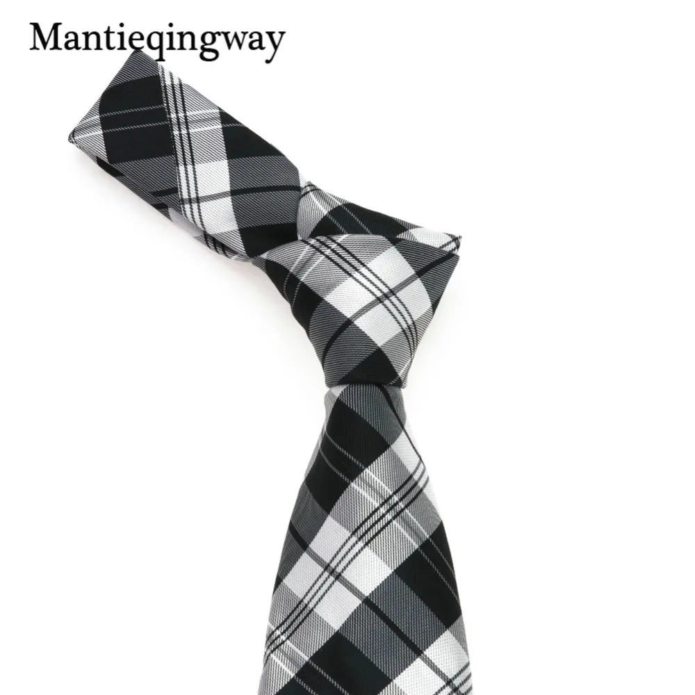 Mantieqingway черно-белый полиэфирный клетчатый комплект для мужчин деловой галстук