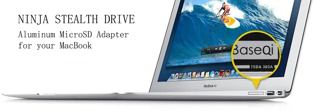 BaseQi алюминиевый MiniDrive Micro SD кард-ридер для Macbook Pro retina 13 ''компактный флэш-адаптер карта памяти адаптер
