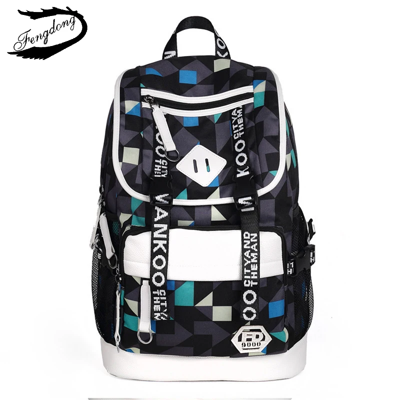 Fengdong новый корейский двойной плечи мужчины Колледж студентов Оксфорд Сумки