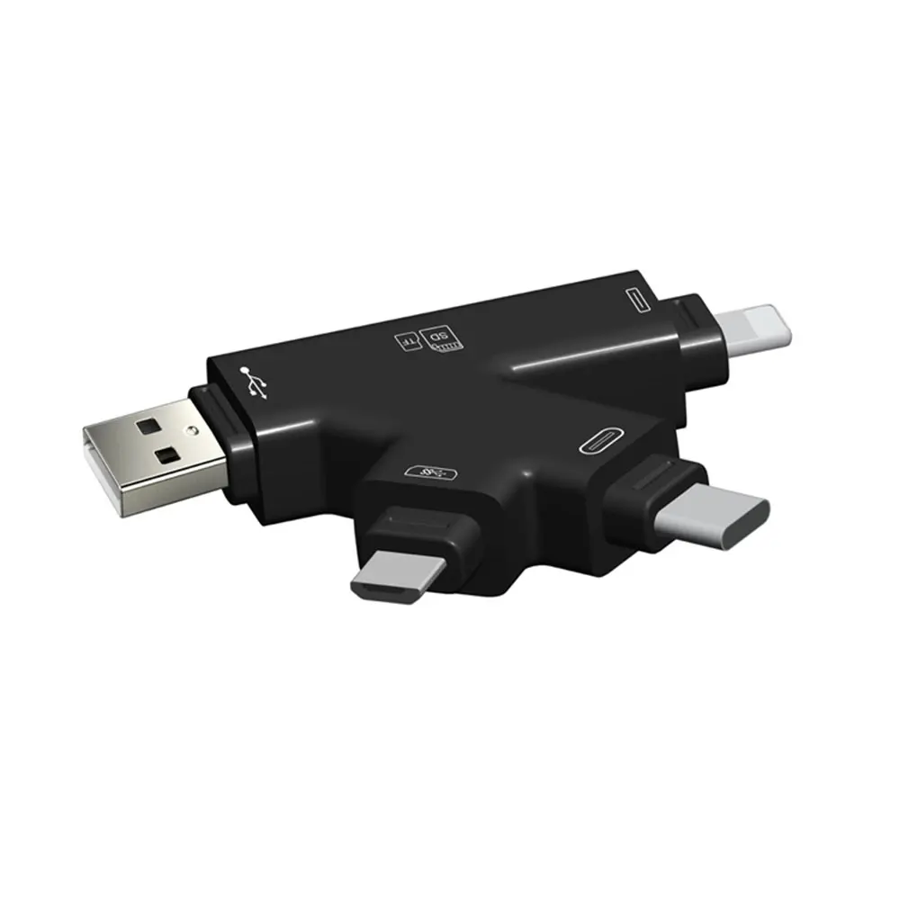 Кардридер Leadzoe 4 в 1 Type C/Lightning/Micro USB/USB кардридер SD/TF для iPhone iPad/Andriod/PC OTG ридер |