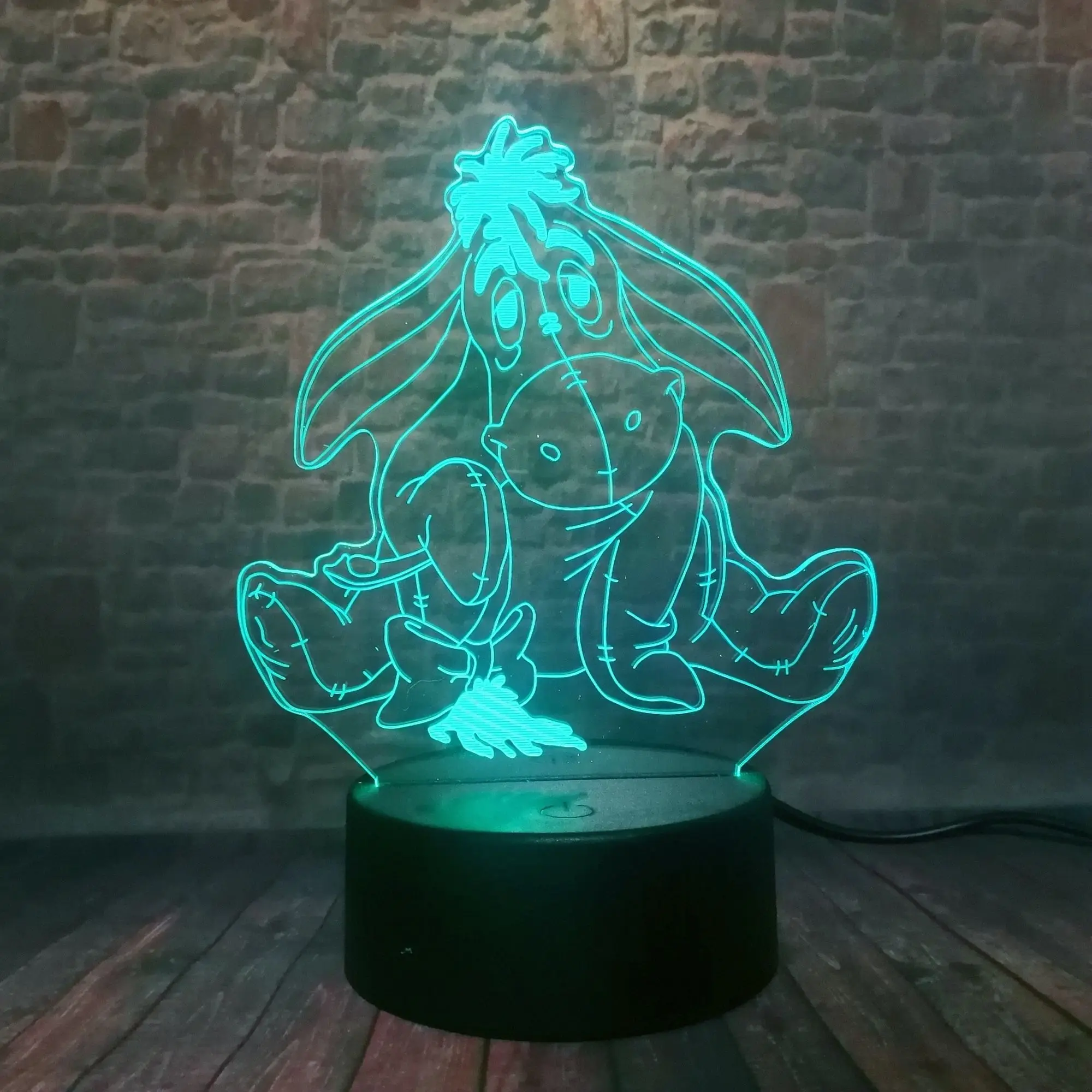 3D иллюзия светодиодная лампа 7 цветов Изменение ночник освещение Ослик ИА Аниме Фигурки игрушки для детей