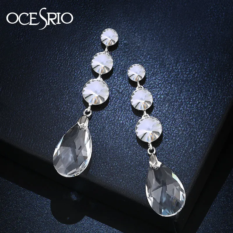 Женские серьги-капельки OCESRIO Роскошные Длинные Серьги серебряного цвета с